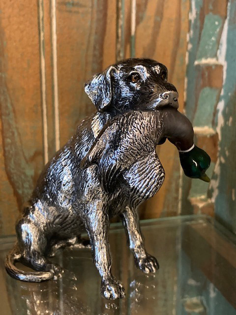 Purdey Silver Labrador w/ Duck
